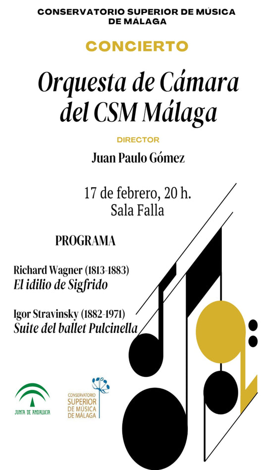 WAGNER Y STRAVINSKY CONFIGURAN EL PRÓXIMO CONCIERTO DEL CONSERVATORIO SUPERIOR DE MÚSICA DE MÁLAGA